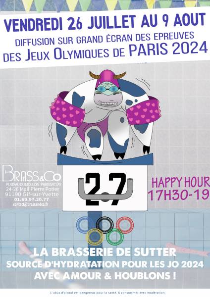 Affiche JO diffusion sur grand écran au brass&co de Gif sur Yvette
