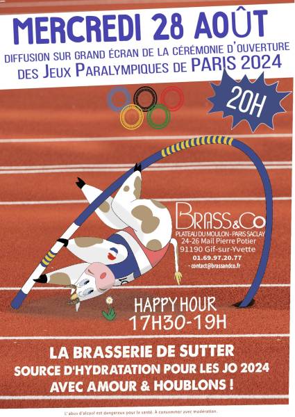 Affiche cérémonie d’ouverture JO 2024 diffusion bar de Gif sur Yvette