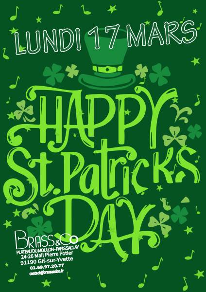 Affiche St Patrick 17 mars, brass&Co à gif sur Yvette