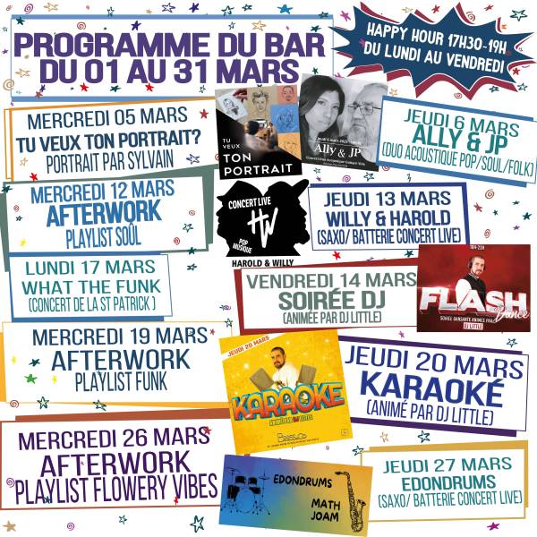 Programme MARS brass&Co restaurant -bar à Gif sur Yvette 