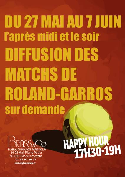 Affiche Roland Garros diffusion match brass&co gif sur yvette